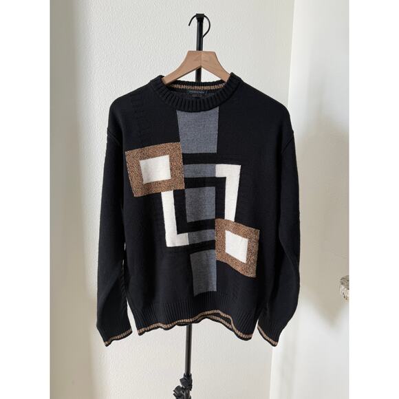 Vintage Point of Italy Wool Blend Abstract Sweater Neutral Tones L/XL - Picture 14 of 15